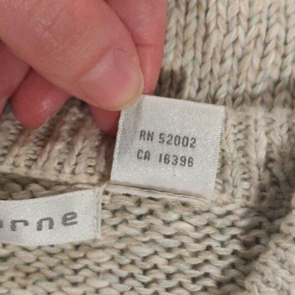 VTG Claiborne Cotton Cream Blue Argyle Knit Mens Sweater Grandpacore Large - Picture 7 of 9